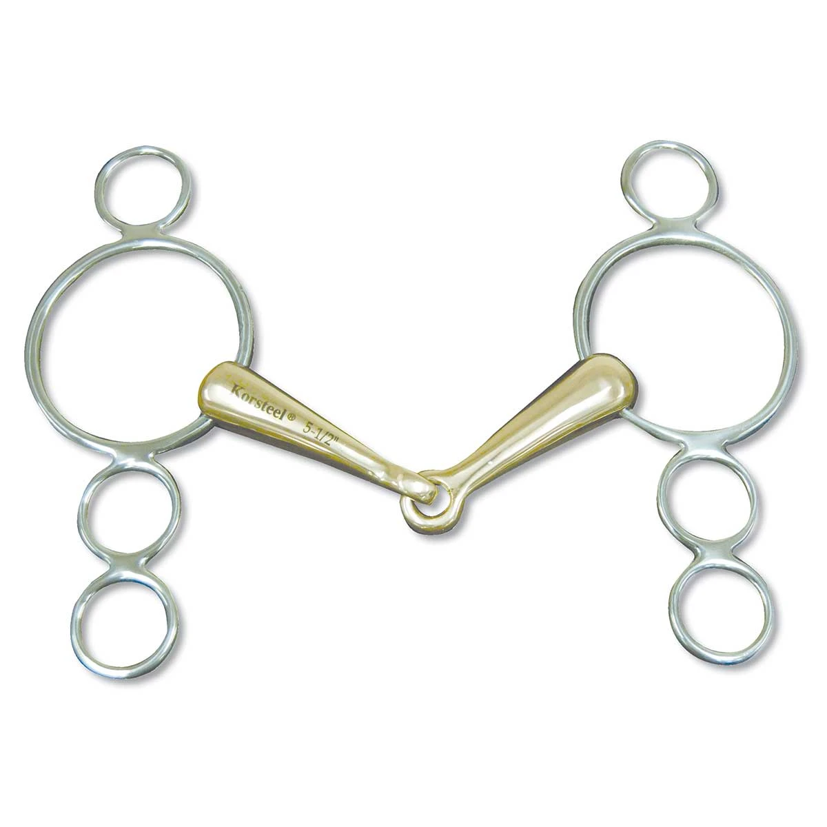 Korsteel Gag Bit 3-Ring European Elevator Copper Mouth 1 Korsteel Gag Bit 3-Ring European Elevator Copper Mouth